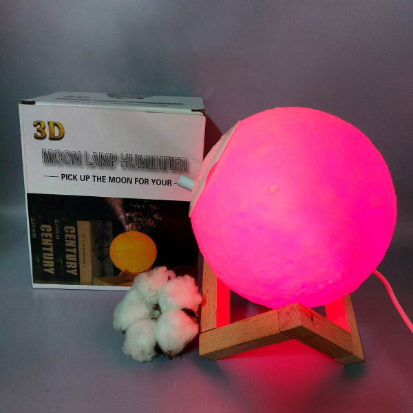 Увлажнитель (аромадиффузор) воздуха USB MOON LAMP Humidifier 3D  с функцией ночника 880 ml